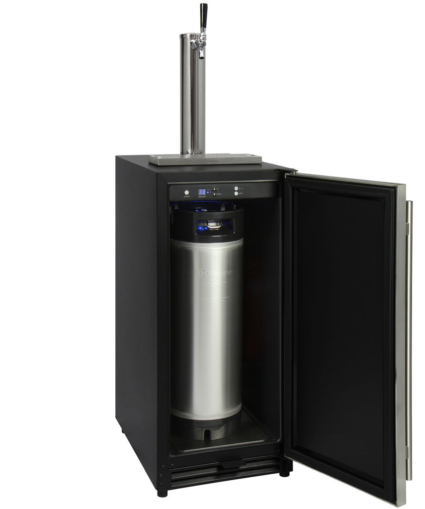 Kegco 15" Wide Single Tap Stainless Steel Built-In Right Hinge Kegerator - VSK-15SR20