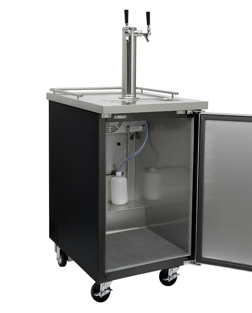 Kegco 24" Wide Homebrew Dual Tap Black Commercial Kegerator with Kegs - HBK1XB-2K