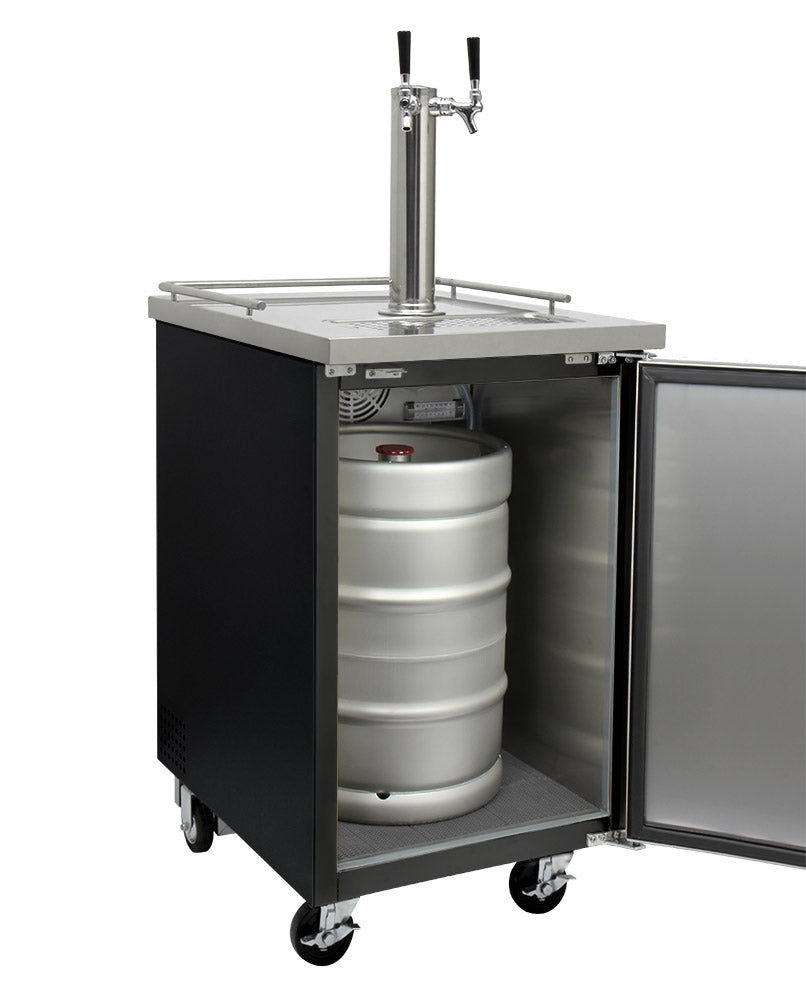 Kegco 24" Wide Dual Tap Black Commercial Kegerator - XCK-1B-2
