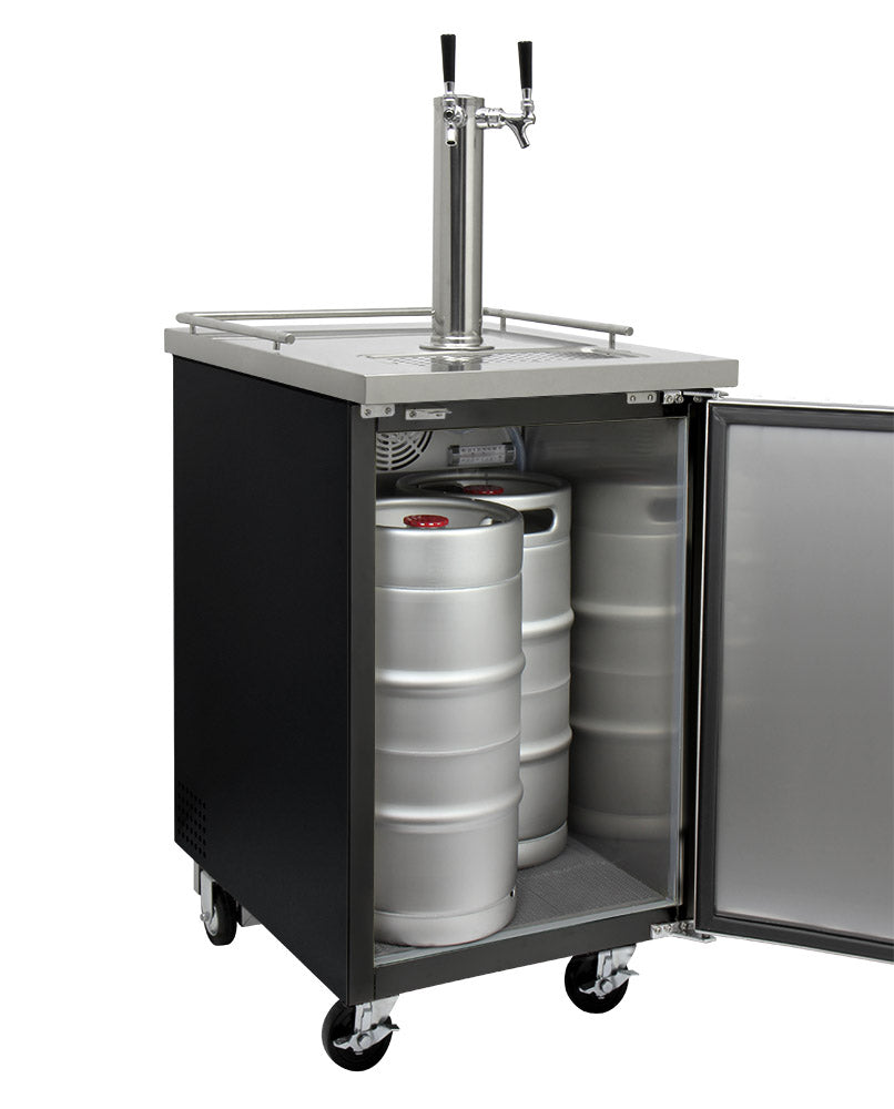 Kegco 24" Wide Kombucha Dual Tap Black Commercial Kegerator - KOMC1B-2