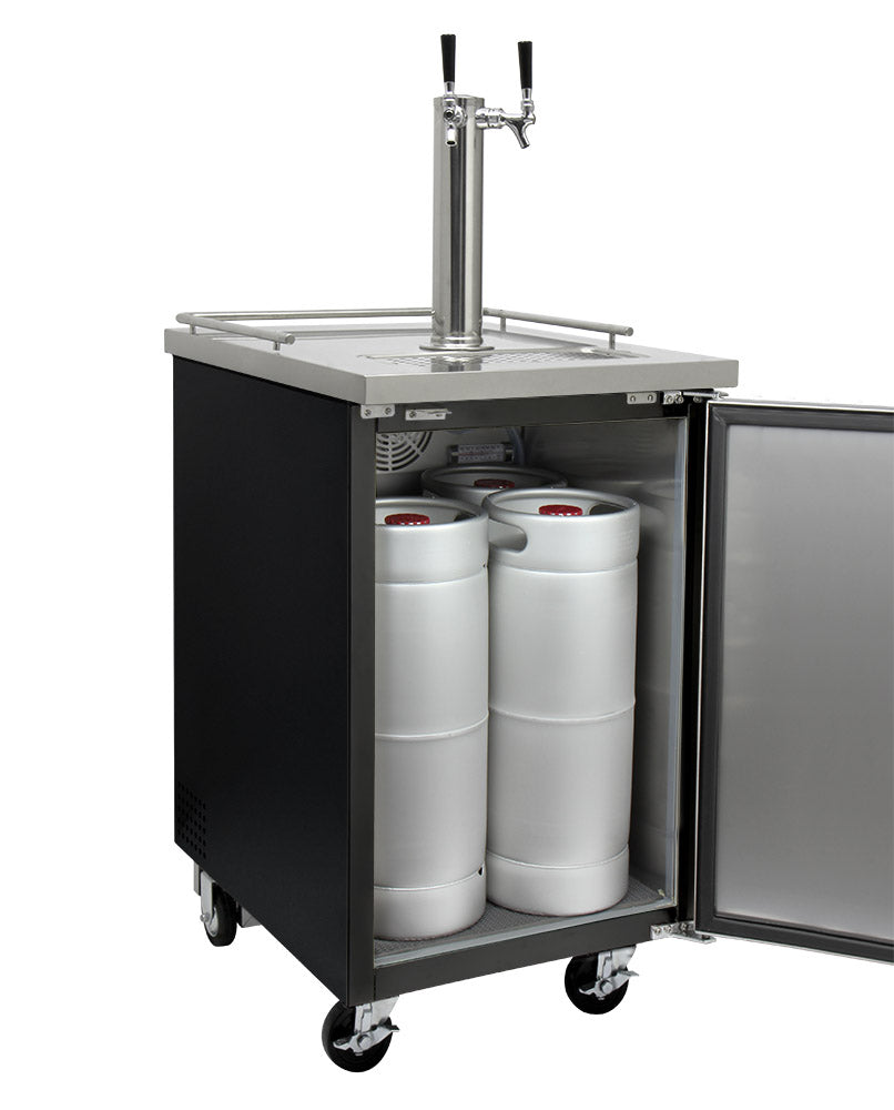 Kegco 24" Wide Dual Tap Black Commercial Kegerator - XCK-1B-2