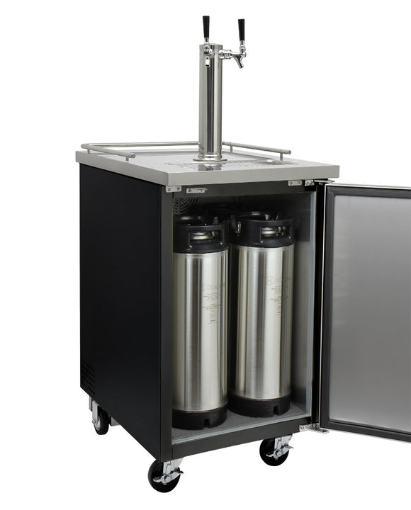 Kegco 24" Wide Homebrew Dual Tap Black Commercial Kegerator - HBK1XB-2