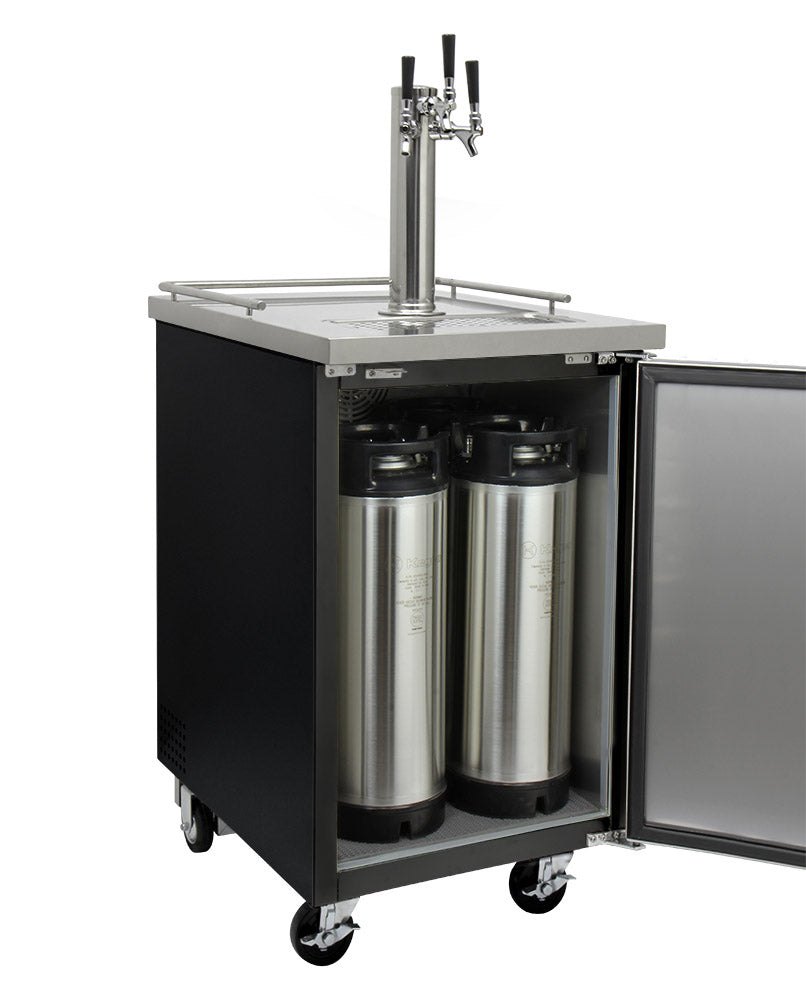 Kegco 24" Wide Cold Brew Coffee Triple Tap Black Commercial Kegerator - ICXCK-1B-3