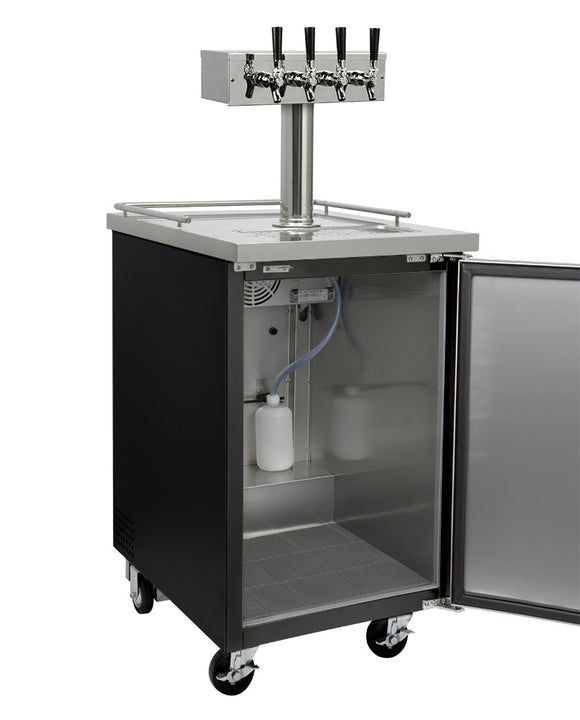 Kegco 24" Wide Kombucha Four Tap Black Commercial Kegerator - KOMC1B-4