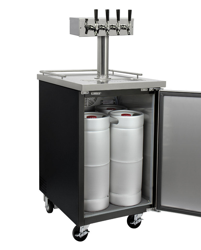 Kegco 24" Wide Kombucha Four Tap Black Commercial Kegerator - KOMC1B-4