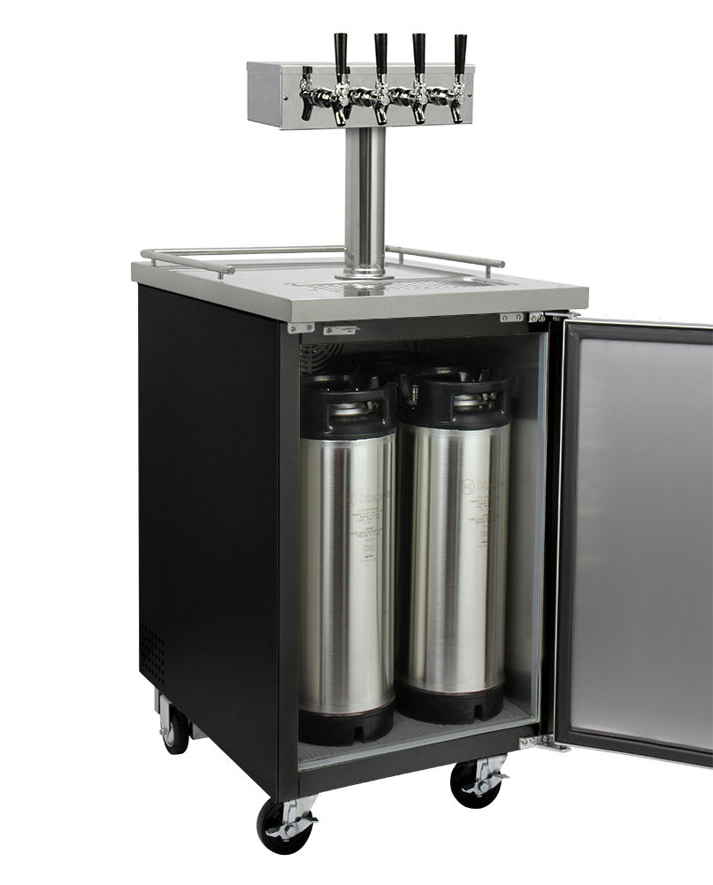 Kegco 24" Wide Kombucha Four Tap Black Commercial Kegerator - KOMC1B-4