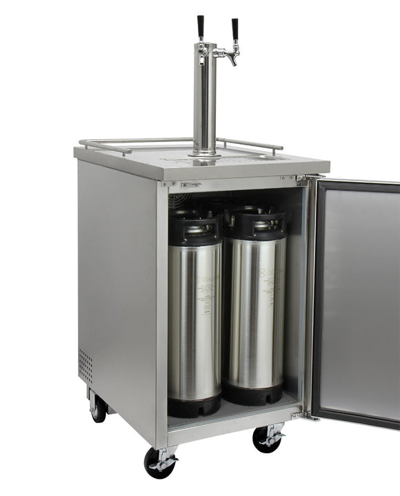 Kegco 24" Wide Homebrew Dual Tap Stainless Steel Commercial Kegerator - HBK1XS-2