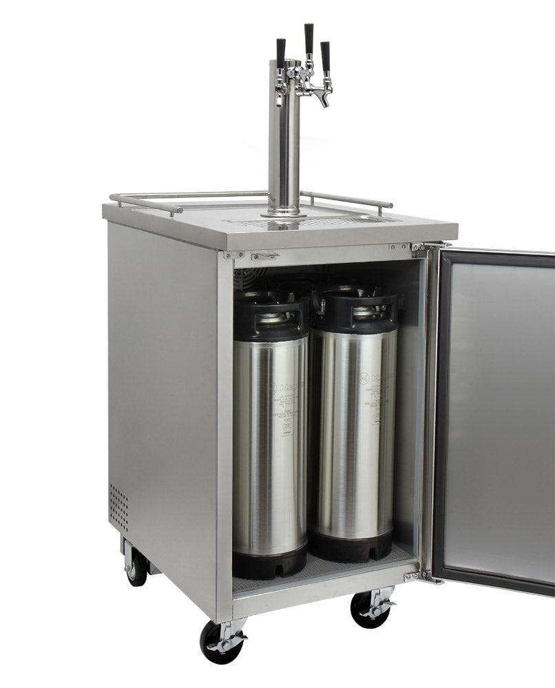 Kegco 24" Wide Homebrew Triple Tap All Stainless Steel Commercial Kegerator - HBK1XS-3