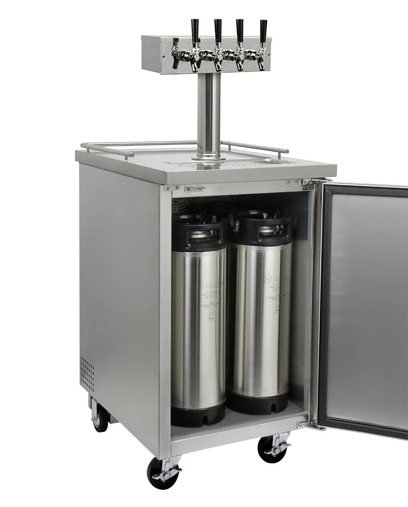 Kegco 24" Wide Homebrew Four Tap All Stainless Steel Commercial Kegerator with Kegs - HBK1XS-4K