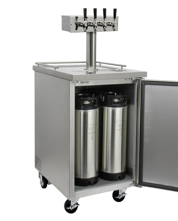 Kegco 24" Wide Kombucha Four Tap All Stainless Steel Commercial Kegerator - KOMC1S-4