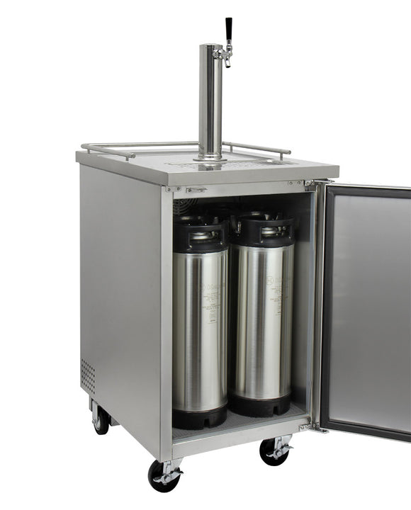 Kegco 24" Wide Homebrew Single Tap Stainless Steel Commercial Kegerator - HBK1XS-1