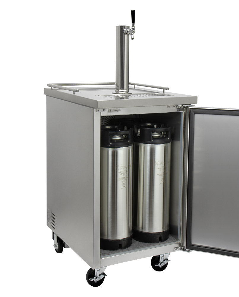 Kegco 24" Wide Homebrew Single Tap All Stainless Steel Commercial Kegerator with Keg - HBK1XS-1K