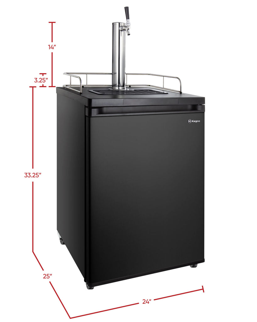 Kegco 24" Wide Homebrew Single Tap Black Kegerator - HBK209B-1NK