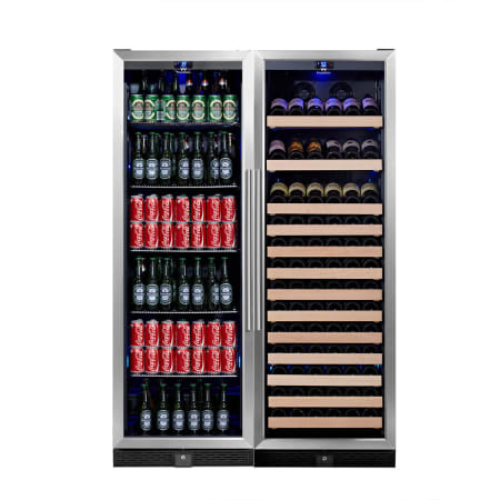 KingsBottle 48 inch Wide 131 Bottle Capacity Wine Cooler with Beverage Cooler - KBU-170Combo-BW2 - Wine Cooler City