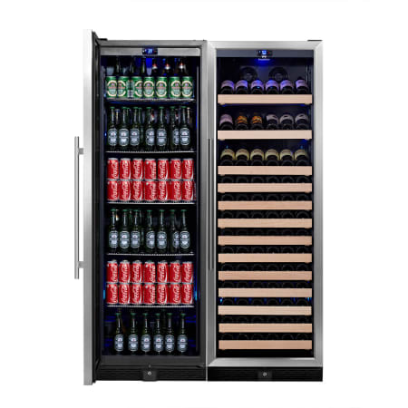 KingsBottle 48 inch Wide 131 Bottle Capacity Wine Cooler with Beverage Cooler - KBU-170Combo-BW2 - Wine Cooler City