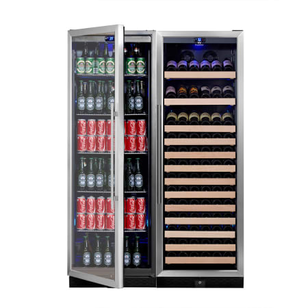 KingsBottle 48 inch Wide 131 Bottle Capacity Wine Cooler with Beverage Cooler - KBU-170Combo-BW2 - Wine Cooler City