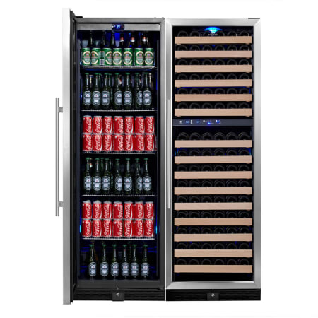 KingsBottle 48 inch Wide 131 Bottle Capacity Wine Cooler with Beverage Cooler and 2 Wine Zones - KBU-170Combo-BW3 - Wine Cooler City