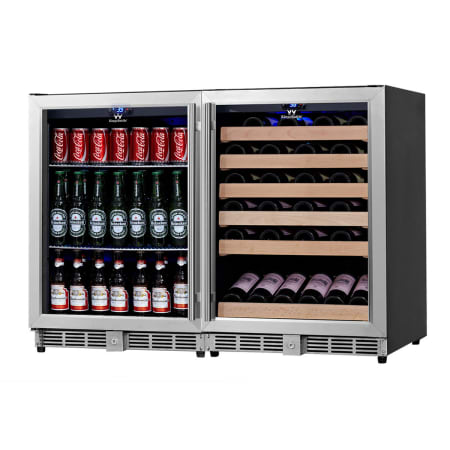 KingsBottle 47 inch Wide 46 Bottle Capacity Wine Cooler with Beverage Cooler - KBU-50Combo-BW2 - Wine Cooler City