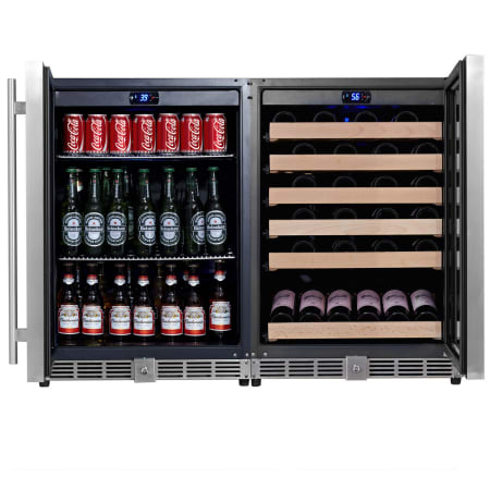 KingsBottle 47 inch Wide 46 Bottle Capacity Wine Cooler with Beverage Cooler - KBU-50Combo-BW2 - Wine Cooler City