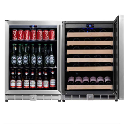 KingsBottle 47 inch Wide 46 Bottle Capacity Wine Cooler with Beverage Cooler - KBU-50Combo-BW2 - Wine Cooler City