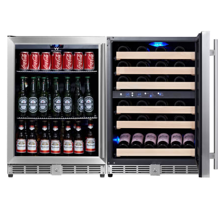 KingsBottle  47 inch Wide 46 Bottle Capacity Wine Cooler with Beverage Cooler and 2 wine zones - KBU-50Combo-BW3 - Wine Cooler City