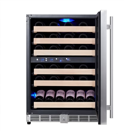 KingsBottle 24 inch Wide 46 Bottle Capacity Dual Zone Wine Cooler - KBU-50D-SS - Wine Cooler City