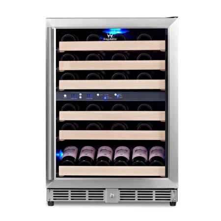 KingsBottle 24 inch Wide 46 Bottle Capacity Dual Zone Wine Cooler - KBU-50D-SS - Wine Cooler City
