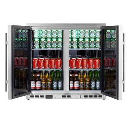 KingsBottle 36 inch Wide 169 Can Capacity Beverage Center with Solid Doors - KBU-56A-SD - Wine Cooler City