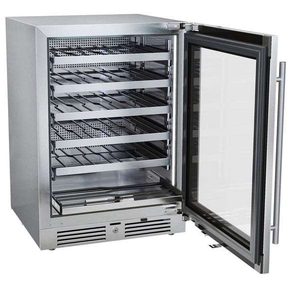 Landmark 24 Inch Wide 44 Bottle Capacity Single Zone Wine Cooler with Alternating (Blue, White, Amber) LED lighting, Door Alarm, Touch Control Panel and Lockable Right Hinged Door - L3024UI1WSG-RH