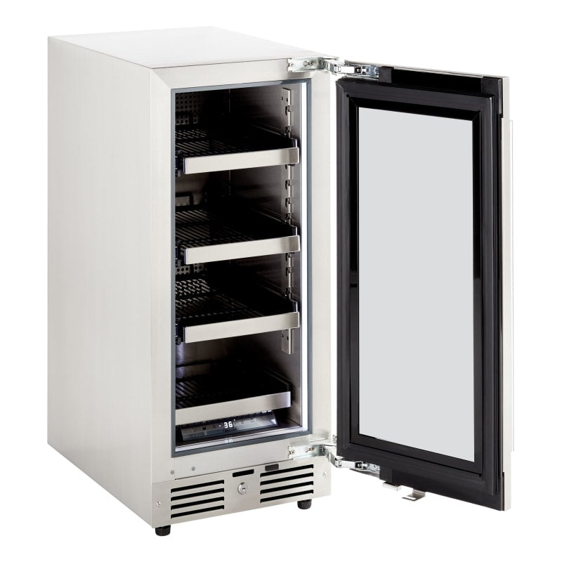 Landmark 15 Inch Wide 63 Can Capacity Beverage Cooler with alternating (Blue, White, Amber) LED lighting, Door Alarm, Touch Control Panel and Lockable Right Hinged Door - L3015UI1BSG-RH