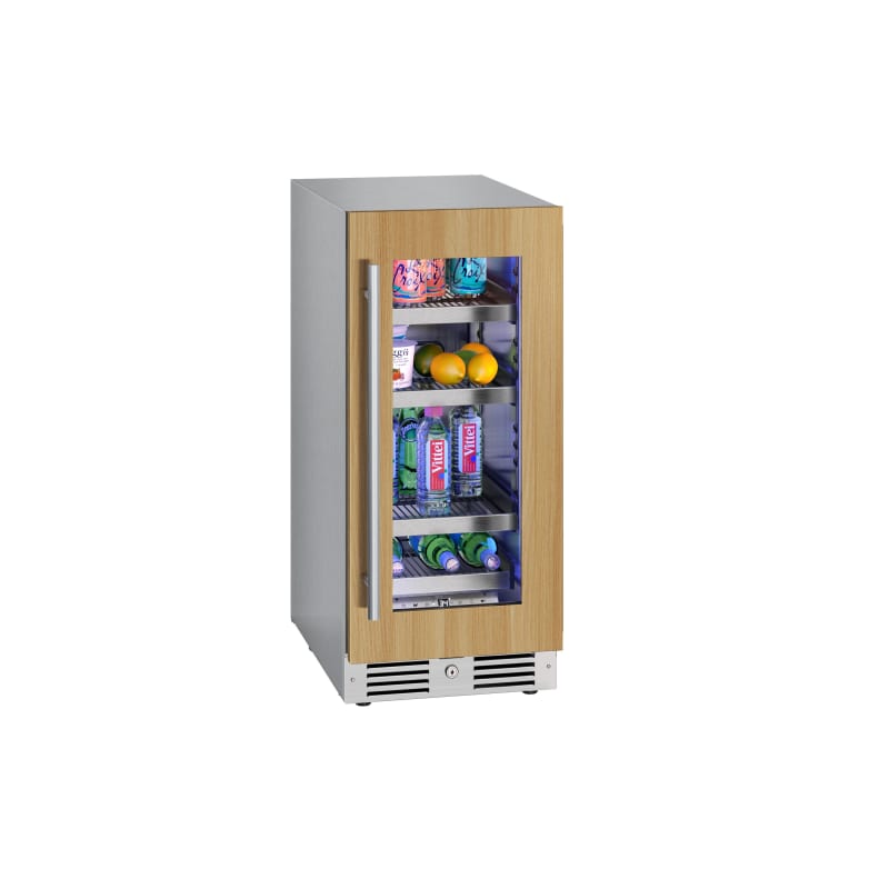 Landmark 15 Inch Wide 63 Can Capacity Beverage Cooler with alternating (Blue, White, Amber) LED lighting, Door Alarm, Touch Control Panel and Lockable Right Hinged Door - L3015UI1BPR-RH