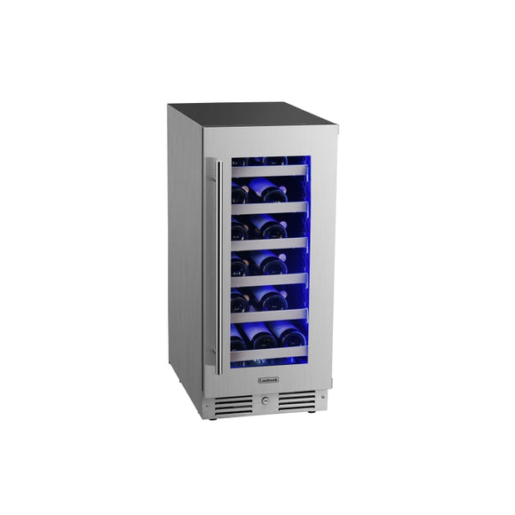 Landmark 15 Inch Wide 23 Bottle Capacity Single Zone Wine Cooler with Alternating (Blue, White, Amber) LED lighting, Door Alarm, Touch Control Panel and Lockable Right Hinged Door - L3015UI1WSG-RH