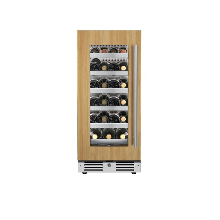 Landmark 15 Inch Wide 23 Bottle Capacity Single Zone Wine Cooler with Alternating (Blue, White, Amber) LED lighting, Door Alarm, Touch Control Panel and Lockable Left Hinged Door - L3015UI1WPR-LH