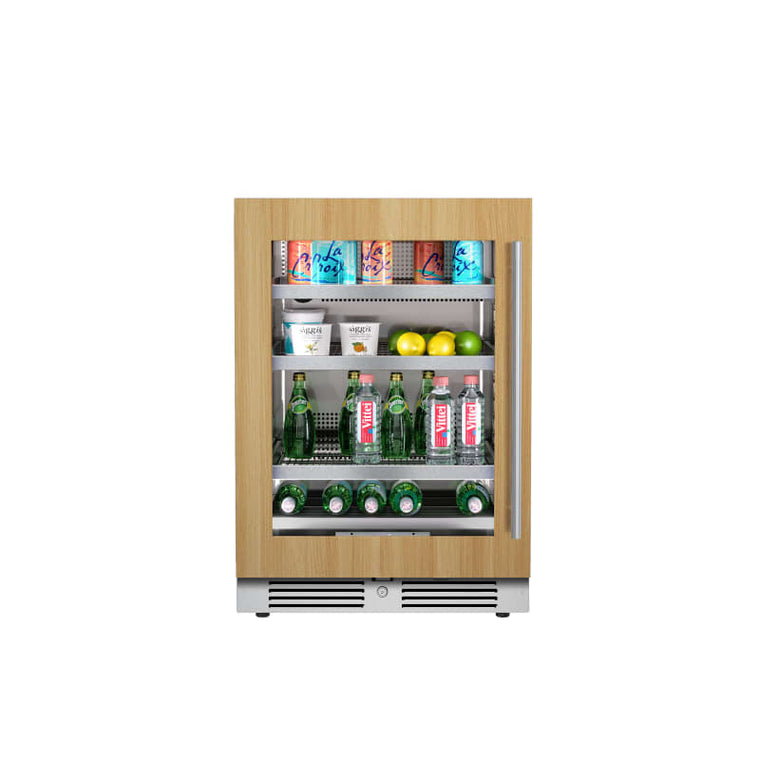Landmark 24 Inch Wide 147 Can Capacity Beverage Cooler with Alternating (Blue, White, Amber) LED lighting, Door Alarm, Touch Control Panel and Lockable Left Hinged Door - L3024UI1BPR-LH