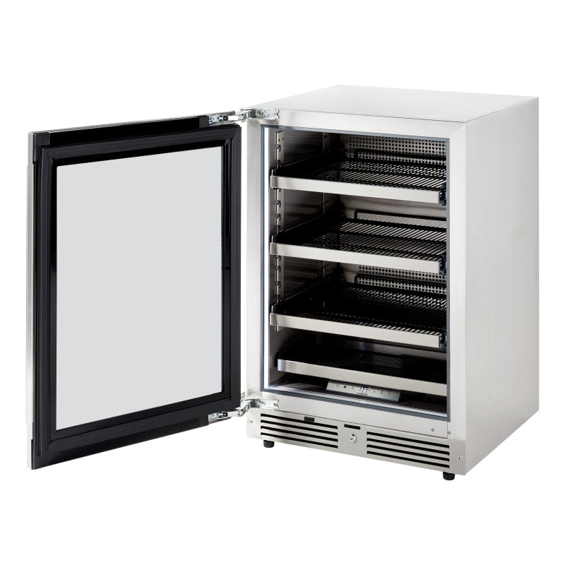 Landmark 24 Inch Wide 147 Can Capacity Beverage Cooler with Alternating (Blue, White, Amber) LED lighting, Door Alarm, Touch Control Panel and Lockable Left Hinged Door - L3024UI1BPR-LH