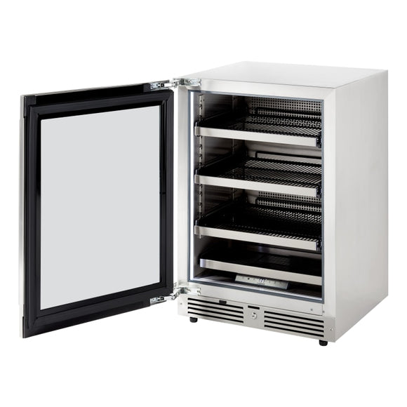 Landmark 24 Inch Wide 147 Can Capacity Beverage Cooler with Alternating (Blue, White, Amber) LED lighting, Door Alarm, Touch Control Panel and Lockable Left Hinged Door - L3024UI1BPR-LH