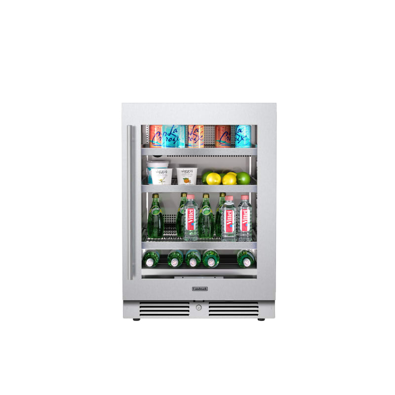 Landmark 24 Inch Wide 147 Can Capacity Beverage Cooler with Alternating (Blue, White, Amber) LED lighting, Door Alarm, Touch Control Panel and Lockable Right Hinged Door - L3024UI1BSG-RH