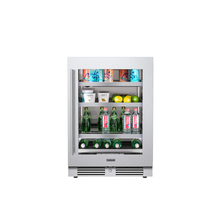 Landmark 24 Inch Wide 147 Can Capacity Beverage Cooler with Alternating (Blue, White, Amber) LED lighting, Door Alarm, Touch Control Panel and Lockable Right Hinged Door - L3024UI1BSG-RH