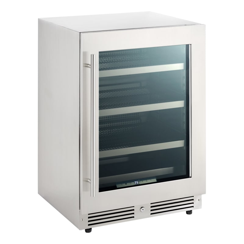 Landmark 24 Inch Wide 147 Can Capacity Beverage Cooler with Alternating (Blue, White, Amber) LED lighting, Door Alarm, Touch Control Panel and Lockable Right Hinged Door - L3024UI1BSG-RH