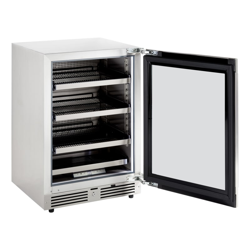 Landmark 24 Inch Wide 147 Can Capacity Beverage Cooler with Alternating (Blue, White, Amber) LED lighting, Door Alarm, Touch Control Panel and Lockable Right Hinged Door - L3024UI1BSG-RH