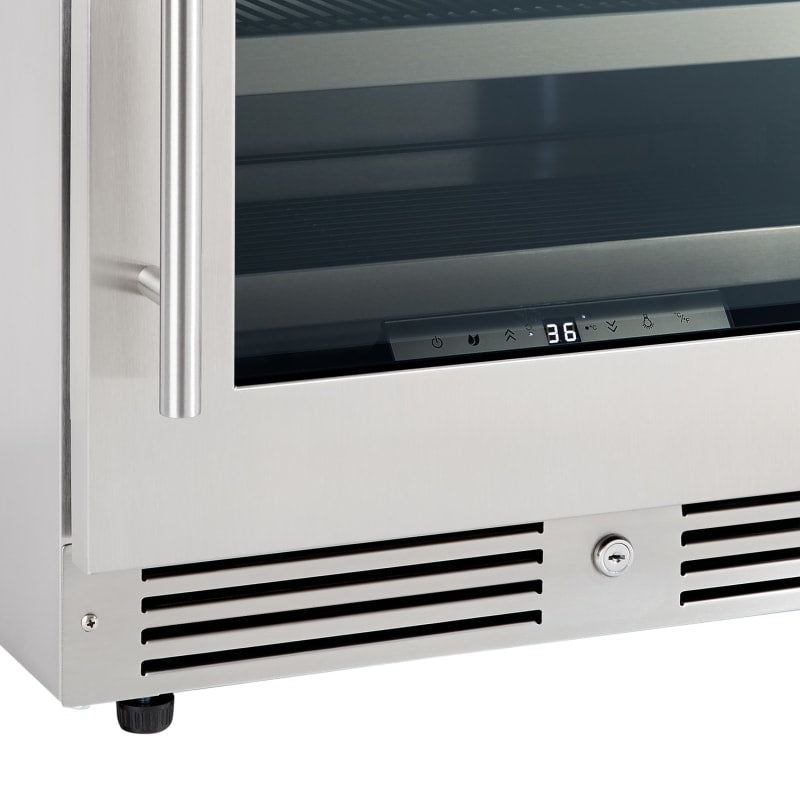 Landmark 24 Inch Wide 147 Can Capacity Beverage Cooler with Alternating (Blue, White, Amber) LED lighting, Door Alarm, Touch Control Panel and Lockable Right Hinged Door - L3024UI1BSG-RH