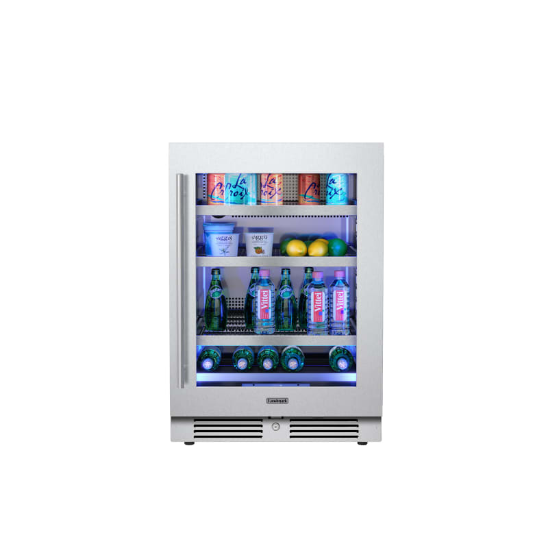 Landmark 24 Inch Wide 147 Can Capacity Beverage Cooler with Alternating (Blue, White, Amber) LED lighting, Door Alarm, Touch Control Panel and Lockable Right Hinged Door - L3024UI1BSG-RH