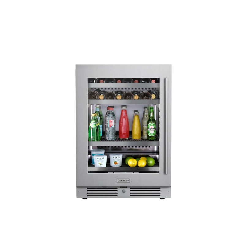 Landmark 24 Inch Wide Single Zone Wine and Beverage Cooler with Alternating (Blue, White, Amber) LED lighting, Door Alarm, Touch Control Panel and Lockable Left Hinged Door - L3024UI1MSG-LH