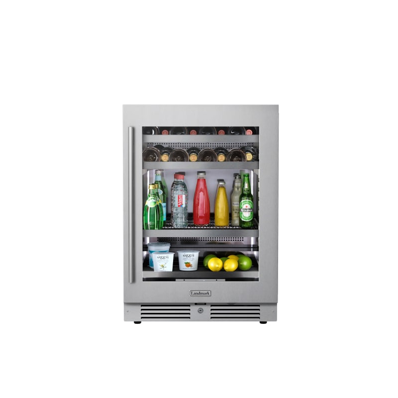 Landmark 24 Inch Wide Single Zone Wine and Beverage Cooler with Alternating (Blue, White, Amber) LED lighting, Door Alarm, Touch Control Panel and Lockable Right Hinged Door - L3024UI1MSG-RH
