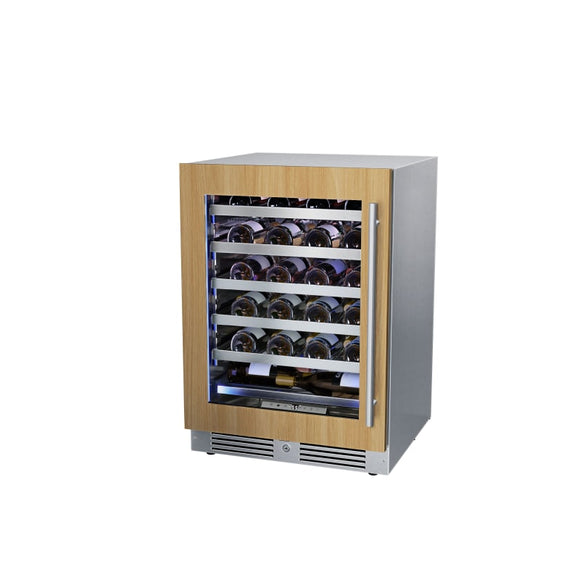 Landmark 24 Inch Wide 44 Bottle Capacity Single Zone Wine Cooler with Alternating (Blue, White, Amber) LED lighting, Door Alarm, Touch Control Panel and Lockable Left Hinged Door - L3024UI1WPR-LH