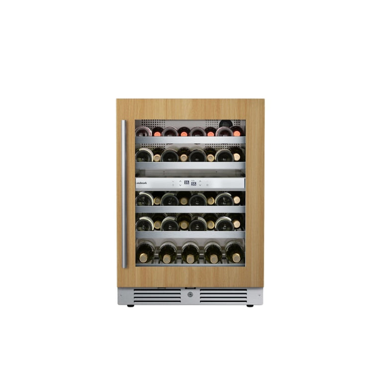 Landmark 24 Inch Wide 37 Bottle Dual Zone Wine Cooler with Alternating (Blue, White, Amber) LED lighting, Door Alarm, Touch Control Panel and Lockable Left Hinged Door - L3024UI2WPR-LH