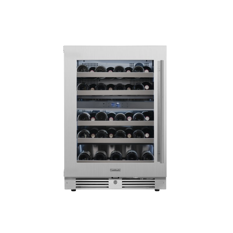 Landmark 24 Inch Wide 37 Bottle Dual Zone Wine Cooler with Alternating (Blue, White, Amber) LED lighting, Door Alarm, Touch Control Panel and Lockable Left Hinged Door - L3024UI2WSG-LH