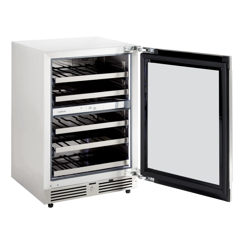 Landmark 24 Inch Wide 37 Bottle Dual Zone Wine Cooler with Alternating (Blue, White, Amber) LED lighting, Door Alarm, Touch Control Panel and Lockable Right Hinged Door - L3024UI2WSG-RH