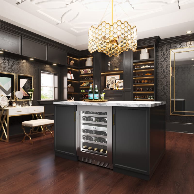 Landmark 24 Inch Wide 37 Bottle Dual Zone Wine Cooler with Alternating (Blue, White, Amber) LED lighting, Door Alarm, Touch Control Panel and Lockable Right Hinged Door - L3024UI2WSG-RH