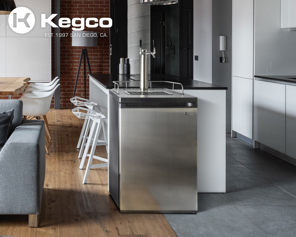 Kegco24" Wide Kombucha Dual Tap Stainless Steel Kegerator - KOM20S-2NK - Wine Cooler City